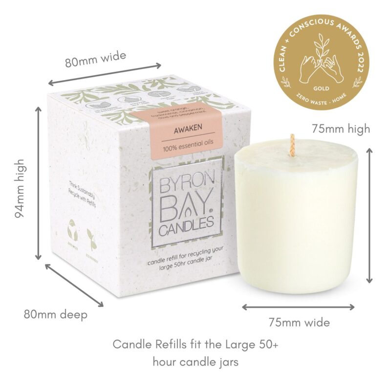Awaken Candle Jar Refill (100% essential oils of frankinsense, orange, clove, peppermint) | Fits large 50 hour jar