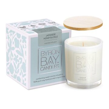 apanese Honeysuckle Medium 30 Hour Pure Soy Candle Byron Bay Candles